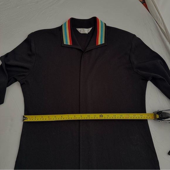 Misook black open cardigan striped collar/cuffs M - Picture 8 of 11